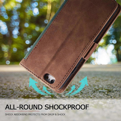 iPhone 16e Case with RFID Blocking Wallet and Stand, Leather Phone Case, Multicolor Green