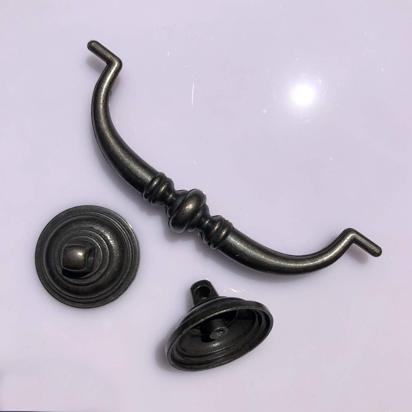 6 Pack MOOD.SC 3.5in Hole Center Shabby Chic Drawer Kitchen Cabinet Drop Bail Pulls Handles (89mm/Antique Black)