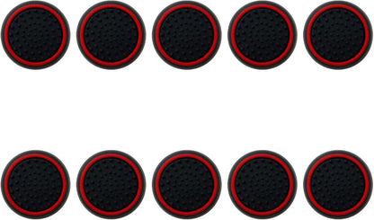 10Pcs Analog Controller Thumb Stick Grip Thumbstick Cap Cover for PS3/PS4/PS5 Controller - Black Background with Red Circle