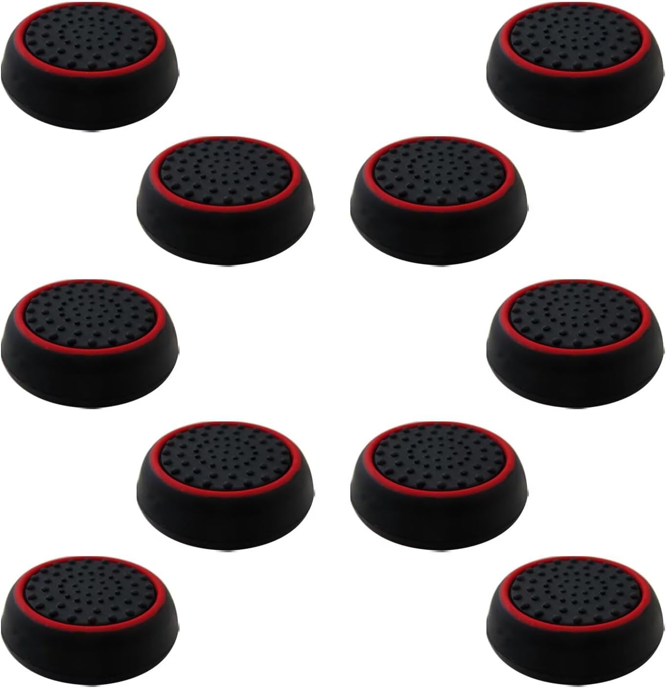 10Pcs Analog Controller Thumb Stick Grip Thumbstick Cap Cover for PS3/PS4/PS5 Controller - Black Background with Red Circle