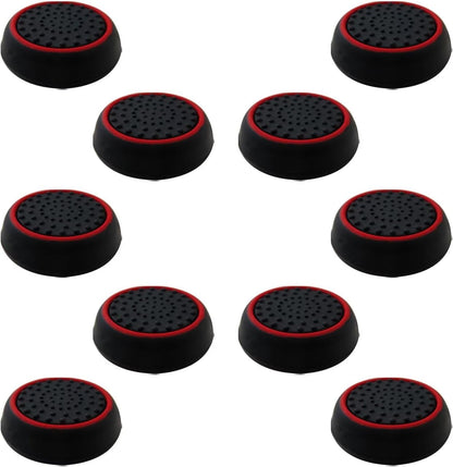 10Pcs Analog Controller Thumb Stick Grip Thumbstick Cap Cover for PS3/PS4/PS5 Controller - Black Background with Red Circle