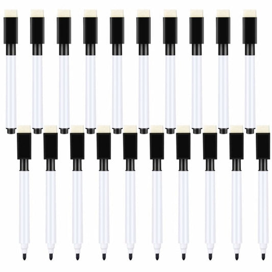 Whiteboard Markers (20-pack) - Small Whiteboard Markers - Black Whiteboard Markers - Fine Whiteboard Markers - Erasable Tip - Children's Whiteboard Markers - Fine Tip - Black
