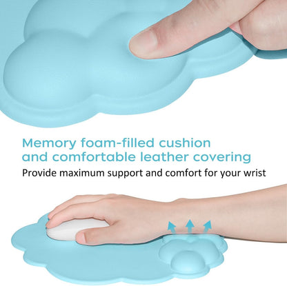 Mouse Pad - Mouse Pad with Wrist Rest - Ergonomic Mouse Pad - Mouse Pad with Leather Surface, Suitable for Computers, Laptops, Office, Home and Travel, with Non-Slip Bottom - Blue