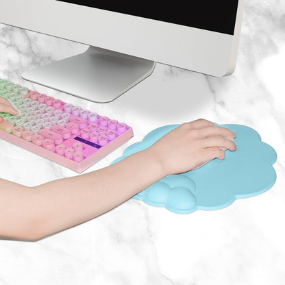Mouse Pad - Mouse Pad with Wrist Rest - Ergonomic Mouse Pad - Mouse Pad with Leather Surface, Suitable for Computers, Laptops, Office, Home and Travel, with Non-Slip Bottom - Blue