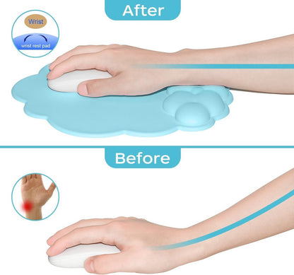 Mouse Pad - Mouse Pad with Wrist Rest - Ergonomic Mouse Pad - Mouse Pad with Leather Surface, Suitable for Computers, Laptops, Office, Home and Travel, with Non-Slip Bottom - Blue