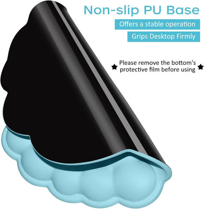Mouse Pad - Mouse Pad with Wrist Rest - Ergonomic Mouse Pad - Mouse Pad with Leather Surface, Suitable for Computers, Laptops, Office, Home and Travel, with Non-Slip Bottom - Blue