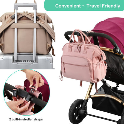 Convertible Diaper Bag - Wide Opening - 14 Pockets - Stylish - Baby Changing Bag - with Stroller Buckle - Diaper Bag - Waterproof (Off-White)