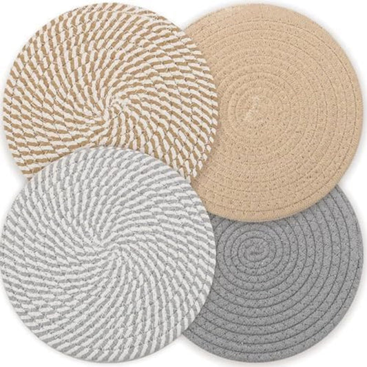 Placemats - Set of 4 - 20cm Placemats - Round Placemats - Heat Resistant Coasters - Washable - Suitable for kitchen tables and family dining rooms