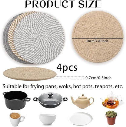 Placemats - Set of 4 - 20cm Placemats - Round Placemats - Heat Resistant Coasters - Washable - Suitable for kitchen tables and family dining rooms