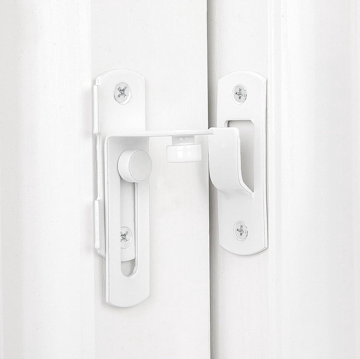 4-piece package - Sliding bolt - Stainless steel bolt - Safety lock (white)