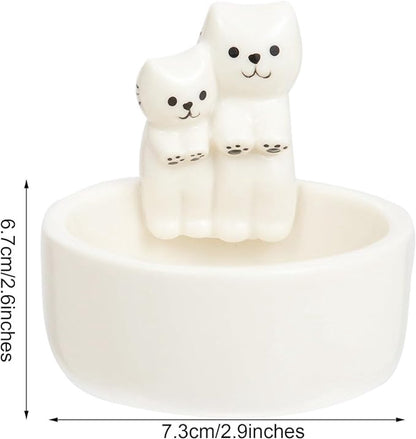 Candle Holder - 1 Piece Cartoon Cat Candle Holder - White Handmade Ceramic Candle Holder - Tea Candle Holder - Decorative Candle Holder - A Gift for Spending Warm Moments with Your Loved One - A Gift for Your Lover or Friend
