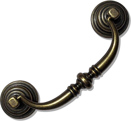 10 Pieces 4.25 Inch Center Hole Shabby Chic Drawer Pulls - Antique Bronze Kitchen Cabinet Pulls with Buckles (108mm/Antique Bronze)