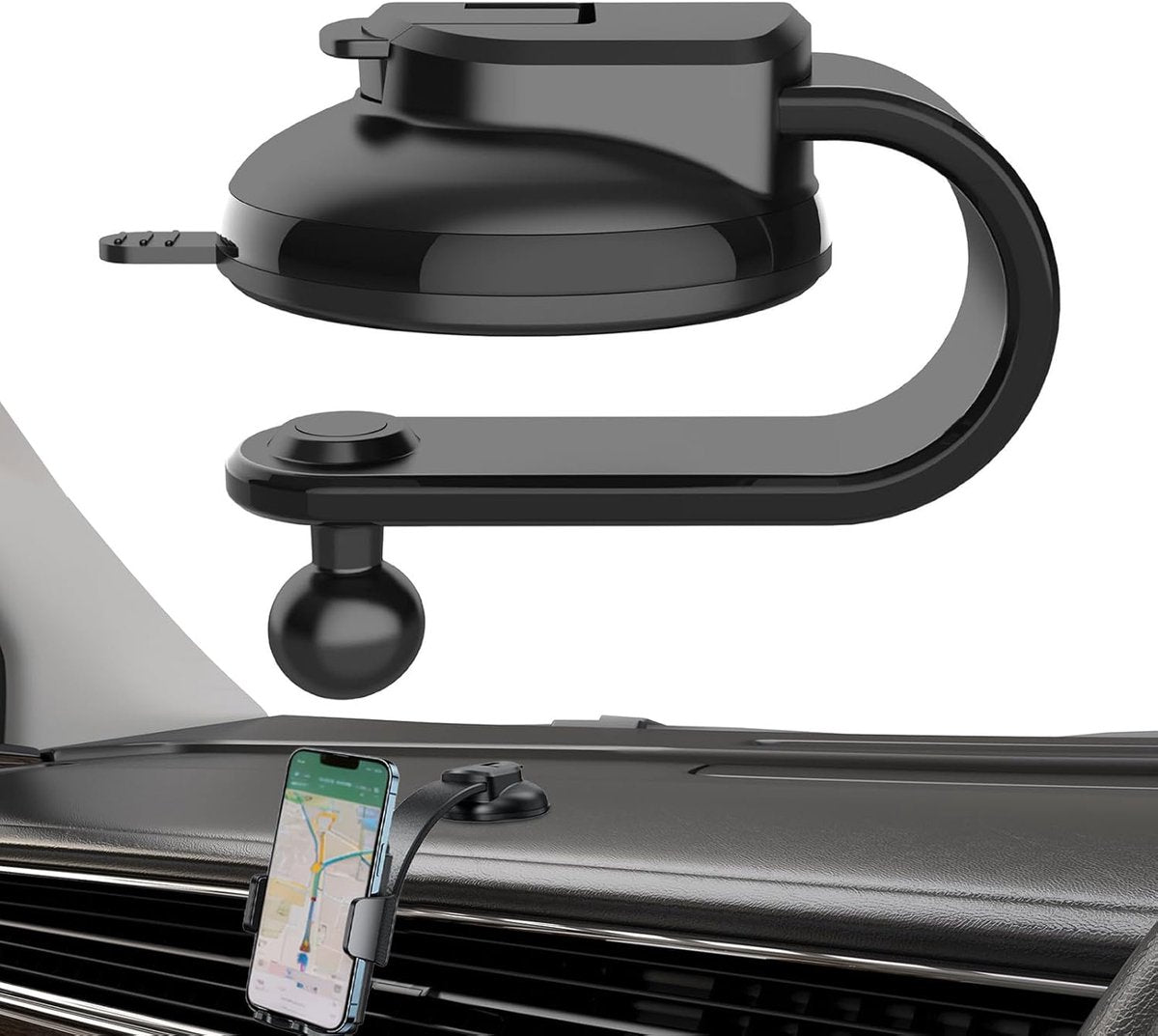 Phone Holder - Universal Base - 360° Rotatable Car Phone Holder - Suitable for cars, trucks, vehicles, windshields and mobile navigation systems.