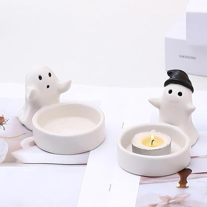 1 Piece - Ceramic Ghost Candle Holder - Cute Ghost Ornament - Birthday Gift - Desk Decoration (Style 1)