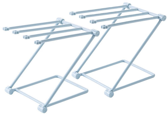 Storage Rack (Set of 2) - Kitchen Storage Rack - Space-Saving - Folding Rack - With 4 Supports, Corrosion-Resistant, Suitable for Storing Dishcloths, Cups and Baby Bottles - PP Material (Blue)