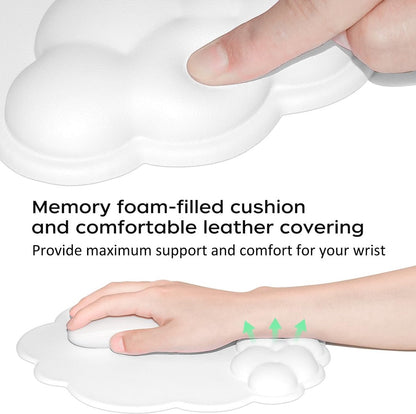 Mouse Pad - Mouse Pad with Wrist Rest - Ergonomic Mouse Pad - Mouse Pad with Leather Surface, Suitable for Computers, Laptops, Office, Home and Travel, with Non-Slip Bottom - White