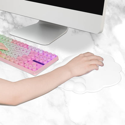 Mouse Pad - Mouse Pad with Wrist Rest - Ergonomic Mouse Pad - Mouse Pad with Leather Surface, Suitable for Computers, Laptops, Office, Home and Travel, with Non-Slip Bottom - White
