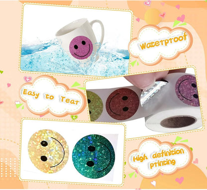 Glitter Dot and Smiley Face Stickers - Smiley Face Stickers for Kids - 500 Sheets of 1" Sheets, 10 Sheets of Colorful Glitter Dots and Glitter Stickers - School Planner - Classroom Supplies for Teachers