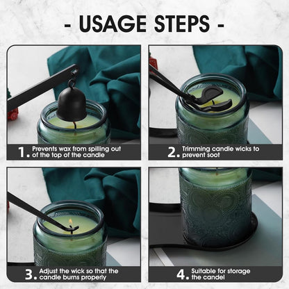 Candle Extinguisher - 3 in 1 Candle Accessory Set - Candle Key, Mini Candle Extinguisher, Candle Key - Perfect for Candle and Fragrance Lovers (3-Piece Set, Black)