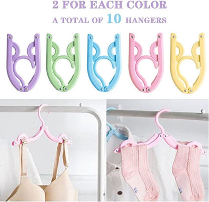 10-Piece Travel Clothes Hanger - Portable Folding Clothes Hanger - Folding Clothes Rack