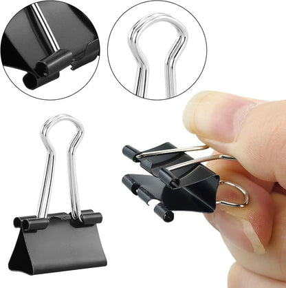 105 ring binders - 15 mm/19 mm/25 mm/32 mm metal paper clips - black folding clips - double-folded ring binders - for papers and documents