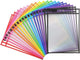Erasable and Writable Folders - Pack of 20 | Includes 20 water-based whiteboard markers and 2 erasers - Transparent plastic folders/protective covers - Drawing and tracing bags for young children - Erasable and writable - Random colors