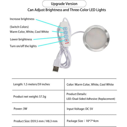 LED 001 Three Colors for Bambu Lab Makerworld 3D Printing Bulb Kit Spare Parts 5V USB Powered Warm Light 3000K