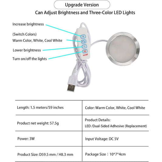 LED 001 Three Colors for Bambu Lab Makerworld 3D Printing Bulb Kit Spare Parts 5V USB Powered Warm Light 3000K