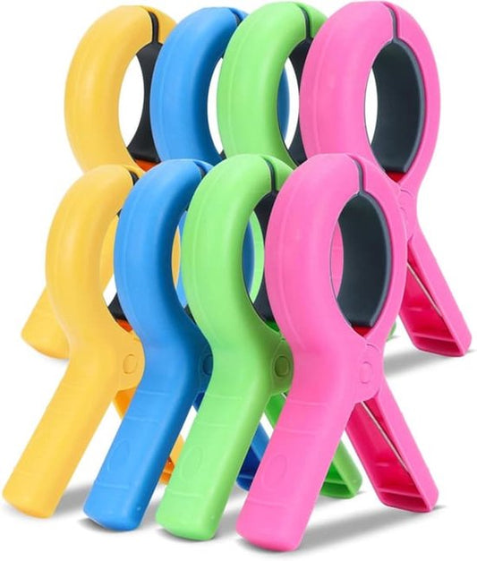 Large Clothes Pegs - 8-Pack Towel Clips - Suitable for Sunbeds, Swimming Pools and Cruise Ships