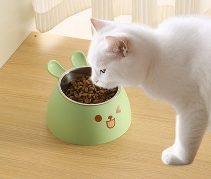 Cat Litter Box - Cat Food Bowl - Non-Slip Design - Pet Food Bowl - Plastic and Stainless Steel Design - Suitable for Cats and Small Dogs - Purple