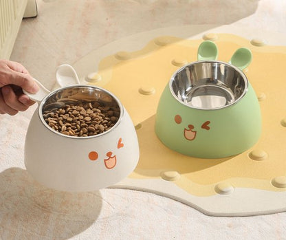 Cat Litter Box - Cat Food Bowl - Non-Slip Design - Pet Food Bowl - Plastic and Stainless Steel Design - Suitable for Cats and Small Dogs - Purple