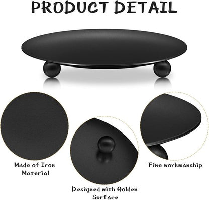 Candle Holders - Metal Pillar Candle Holders - 4.5 Inches - For Pillar Candles - Weddings - Dinner Party Decorations (Black, Pack of 8)