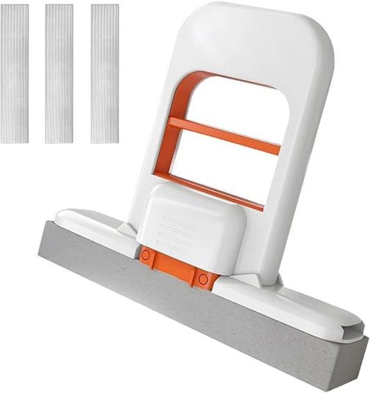 Mini Mop - with 3 replaceable sponges - portable cleaning sponge - can be used wet and dry - handle with squeeze function for one-handed operation - can be used for cleaning bathrooms, kitchens, tiles, etc.