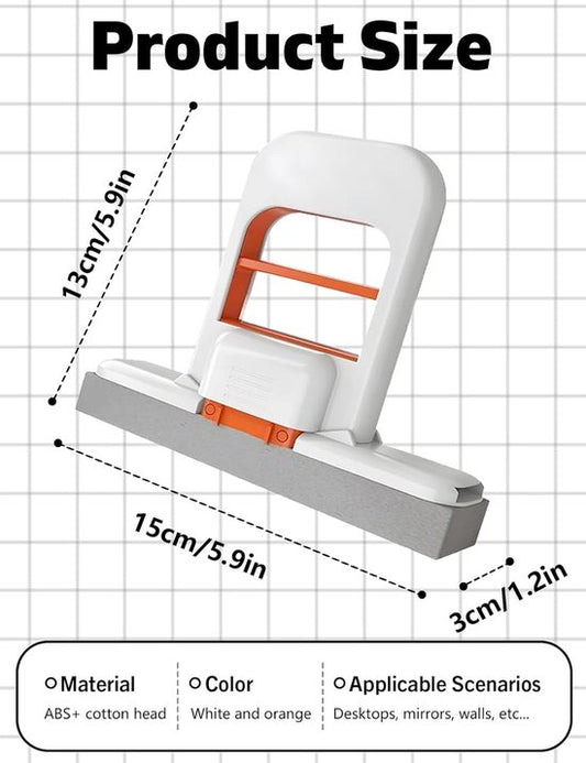 Mini Mop - with 3 replaceable sponges - portable cleaning sponge - can be used wet and dry - handle with squeeze function for one-handed operation - can be used for cleaning bathrooms, kitchens, tiles, etc.