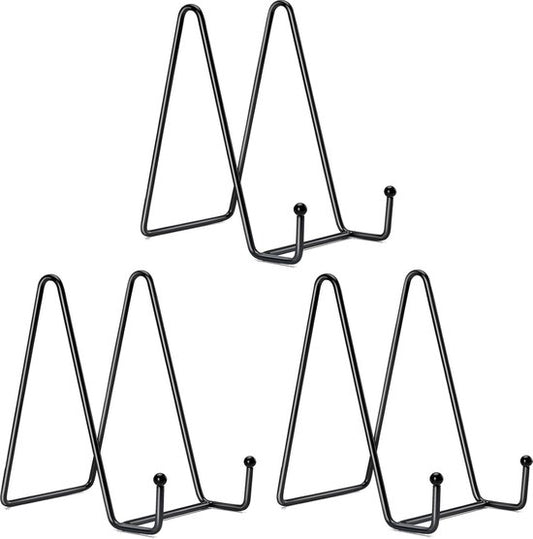 6 Inch Black Metal Display Stands - 3-Pack for Photos, Books & Art - Sturdy Metal Design