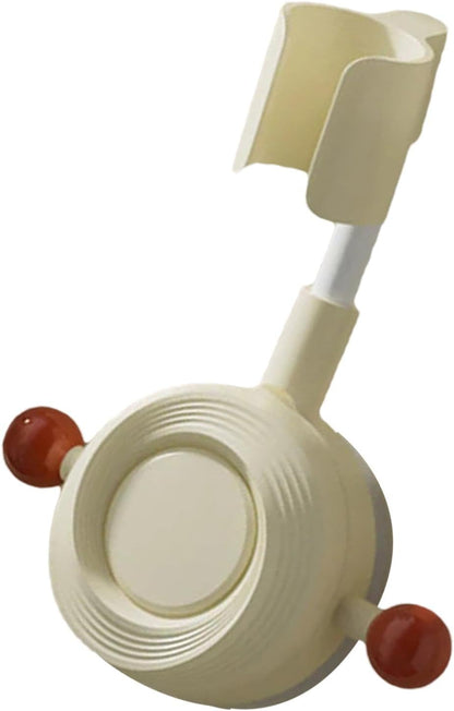 Adjustable Vacuum Suction Shower Head Holder with Hook, No-Drill Handheld Shower Bracket for Smooth Bathroom Walls, Beige