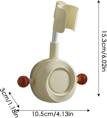 Adjustable Vacuum Suction Shower Head Holder with Hook, No-Drill Handheld Shower Bracket for Smooth Bathroom Walls, Beige