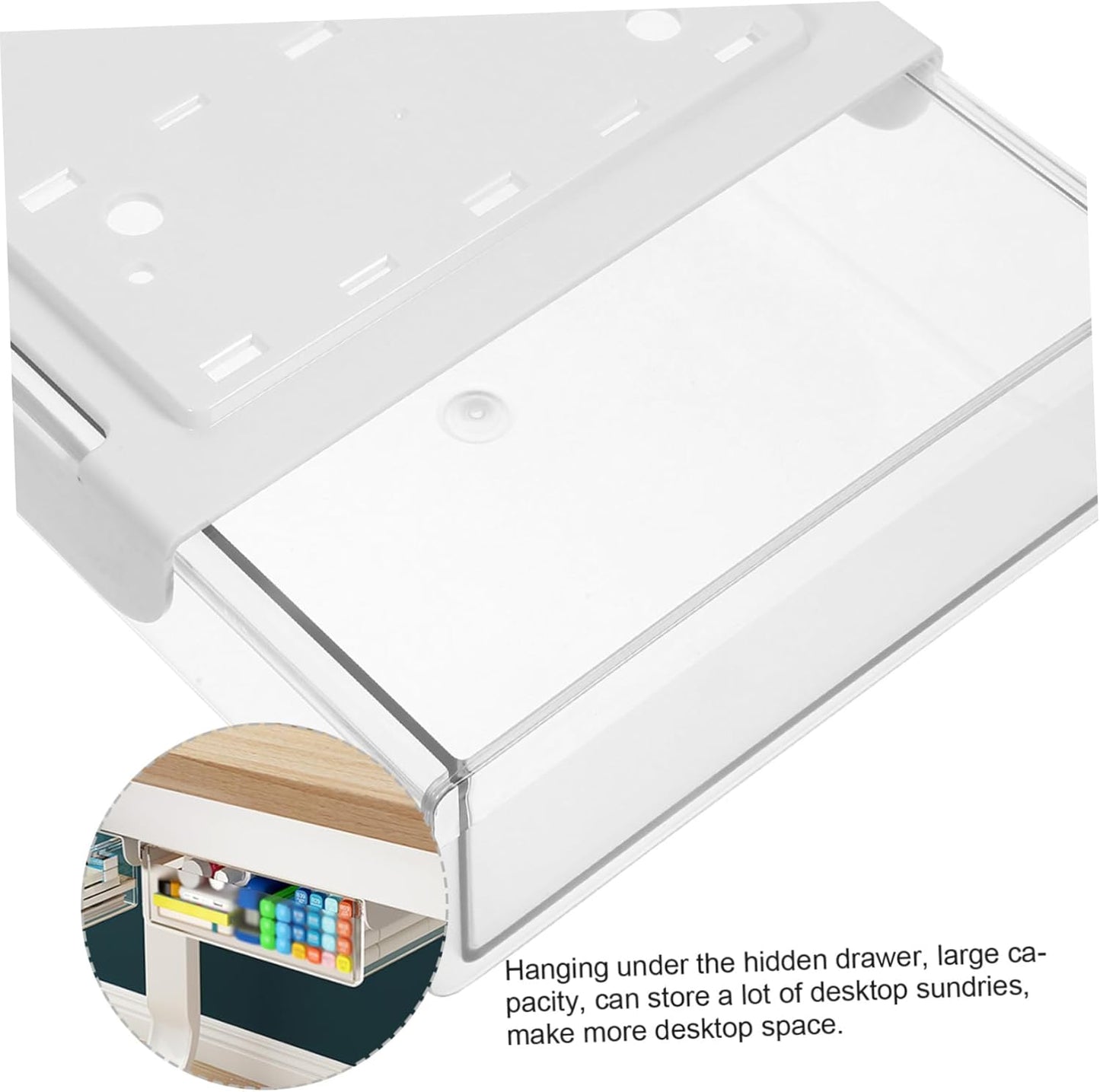 Under Desk Storage Box - Hidden Drawer - No Punching - Large Capacity - 1 Pack