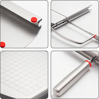 Cheese Cutter - Stainless Steel Blade with Measuring Scale - For Block Cheese and Sausage - Multifunctional Kitchen Aid