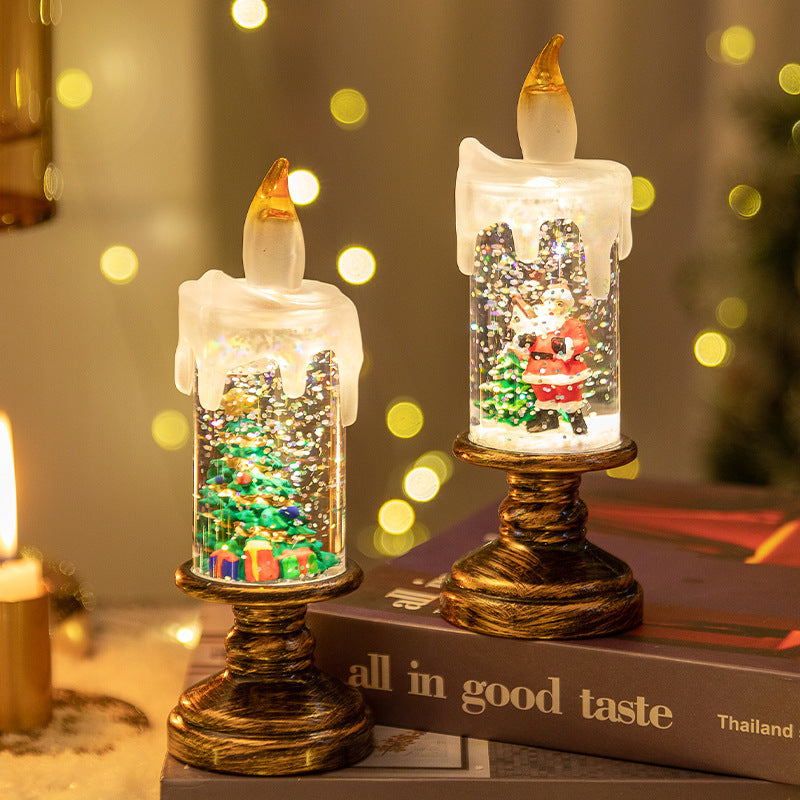 LED Candles - LED Christmas Flameless Candle Lamp - Suitable for Home Decoration - Christmas Snowball Candle - Rotating Candle Desk Night Light - Christmas Window Candle Holder - Battery Operated - Snowman
