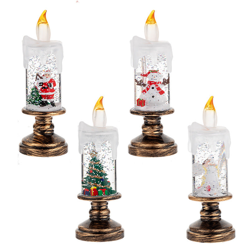 LED Candles - LED Christmas Flameless Candle Lamp - Suitable for Home Decoration - Christmas Snowball Candle - Rotating Candle Desk Night Light - Christmas Window Candle Holder - Battery Operated - Christmas tree