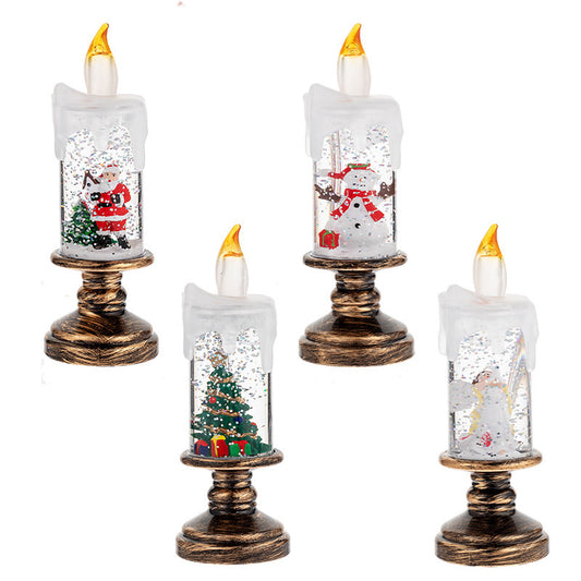 LED Candles - LED Christmas Flameless Candle Lamp - Suitable for Home Decoration - Christmas Snowball Candle - Rotating Candle Desk Night Light - Christmas Window Candle Holder - Battery Operated - Christmas tree