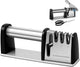 4-in-1 Knife Sharpener - With Scissor Sharpener - 3-Step Pull-Through Sharpener for Kitchen Knives - Anti-Slip & Ergonomic - Stainless Steel - Knife Sharpener