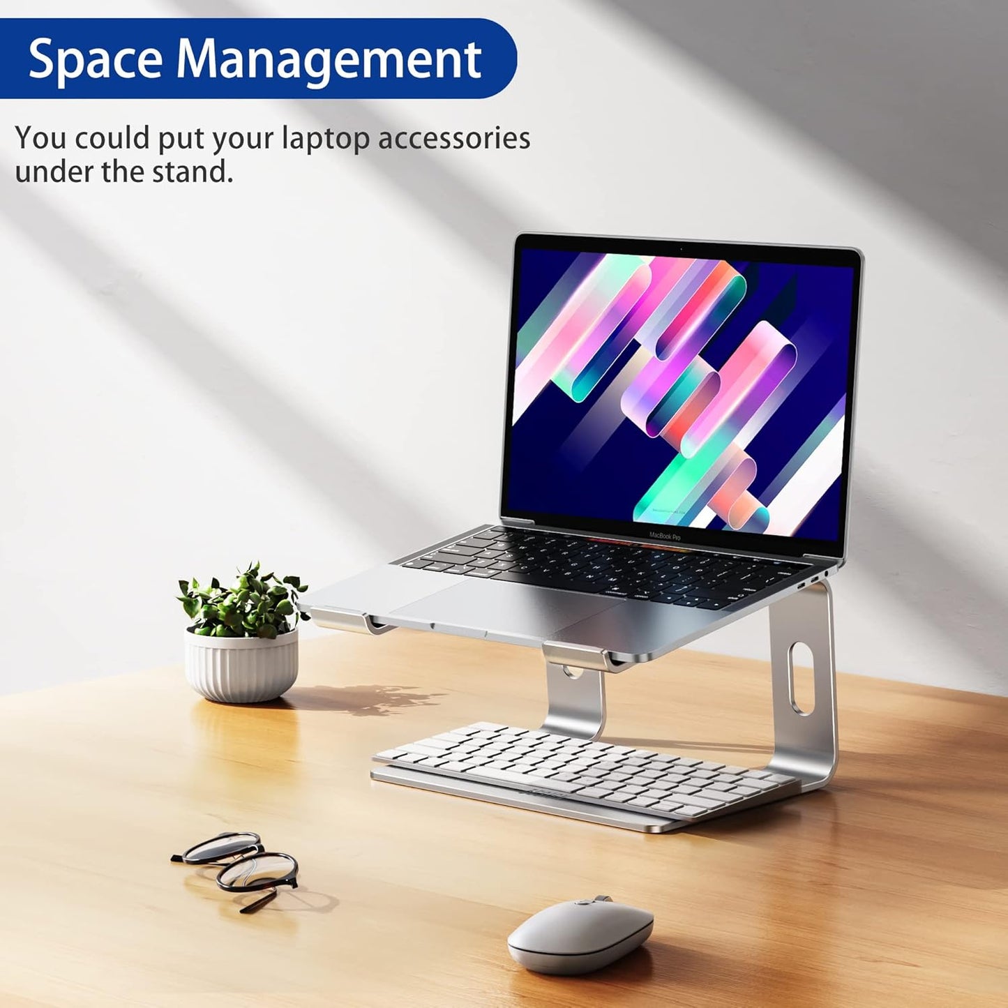 Ergonomic Aluminum Laptop Stand - Removable & Height Adjustable - Suitable for 10-14 inch Notebooks - Gray