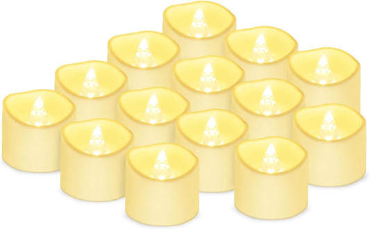 14x LED Candles - Moving Flame & Real Wax - 3D Wick - Battery Operated - For Christmas and Mood Lighting