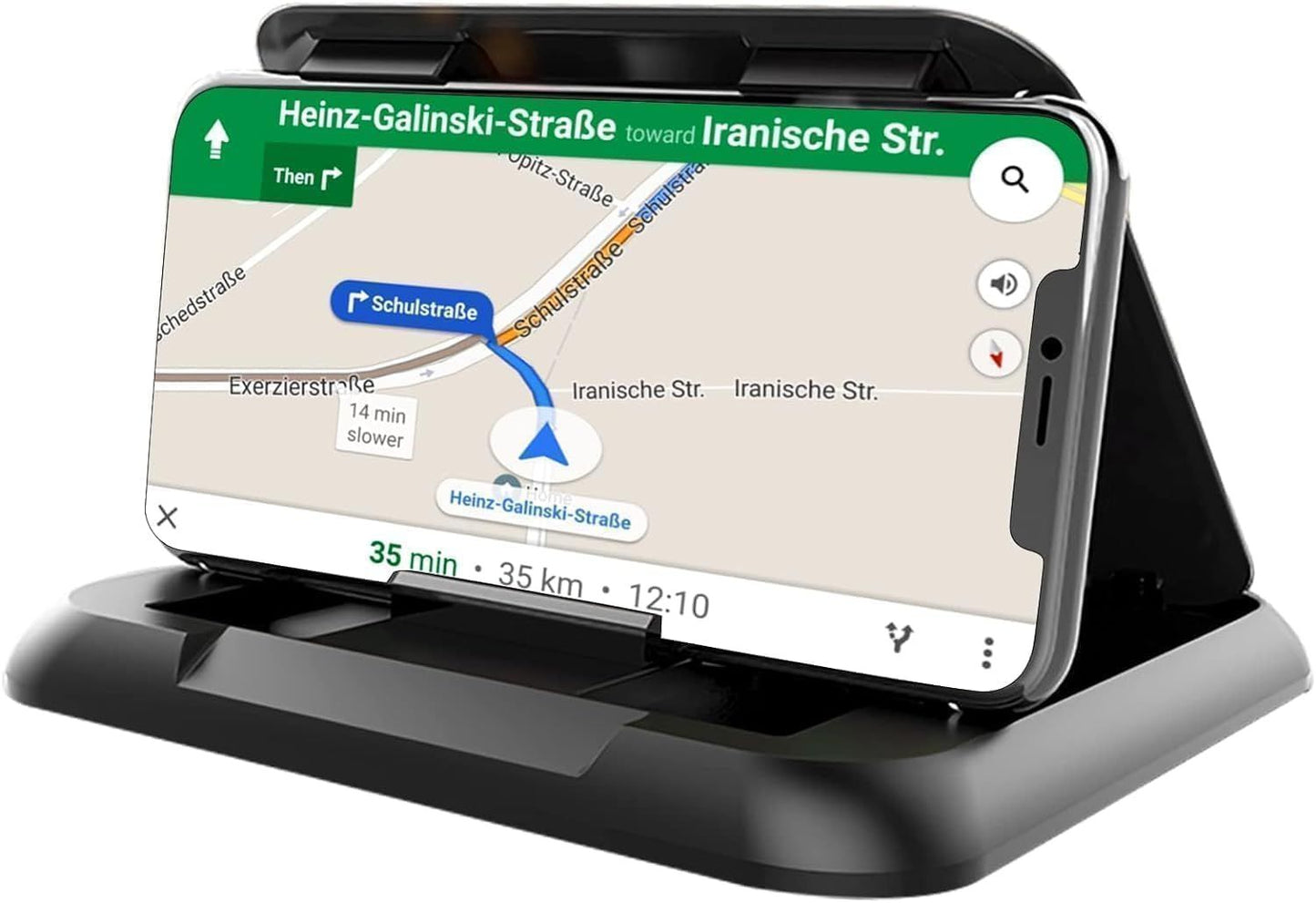 Universal Car Phone Holder, Non-Slip Silicone Dashboard Mount for Smartphones, GPS Devices and Hands-Free Navigation, Black
