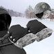 Warm Fleece Lined Stroller Gloves with Waterproof Oxford Outer, Universal Size with Snap Button Design for Easy Attachment to Stroller Handlebars for Winter Walks