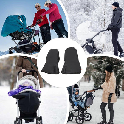 Stroller hand warmer, stroller gloves, hand warmers, Foldable hand warmer for cold weather, Adjustable anti-freeze stroller gloves, 30 x 20 cm, Black