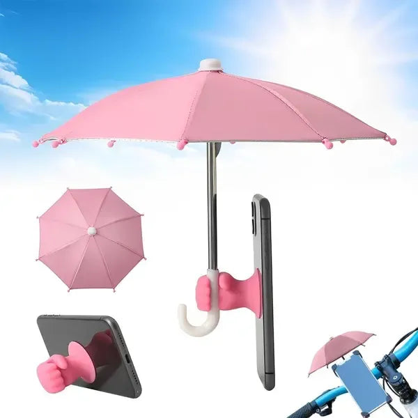 Mini Phone Umbrella with Suction Cup, UV and Rain Shield for Smartphones and Small Tablets for Outdoor Travel, Pink