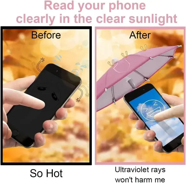 Mini Phone Umbrella with Suction Cup, UV and Rain Shield for Smartphones and Small Tablets for Outdoor Travel, Pink